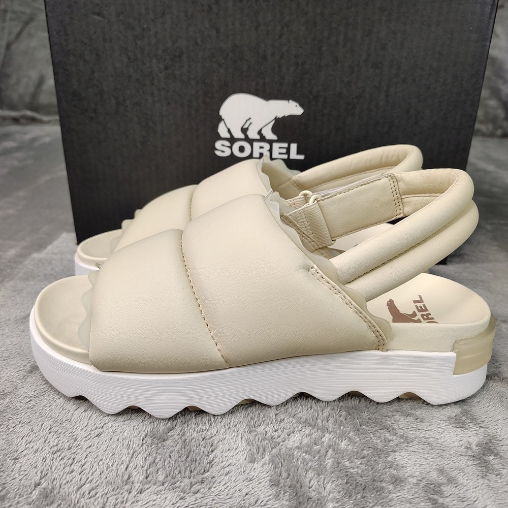 Sorel Viibe Slingback Sandals Womens 9 Honey White Slip On Casual Summer Beach
